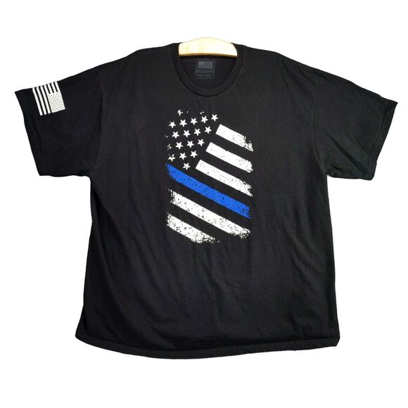 Thin Blue Line T Shirt Womens Size XXL Black Police Support Made in the USA - Picture 1 of 12